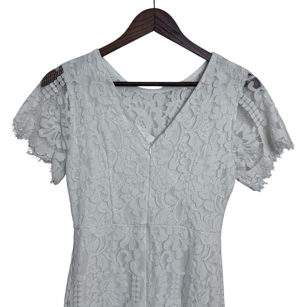 MSLG Elegant White Lace Midi Dress - Picture 8 of 15